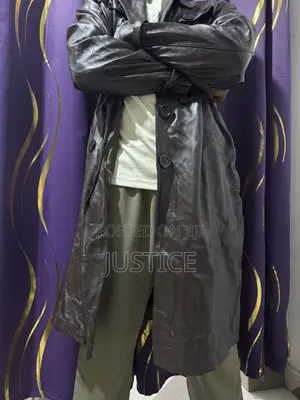 Double-Breasted Leather Trench Coat