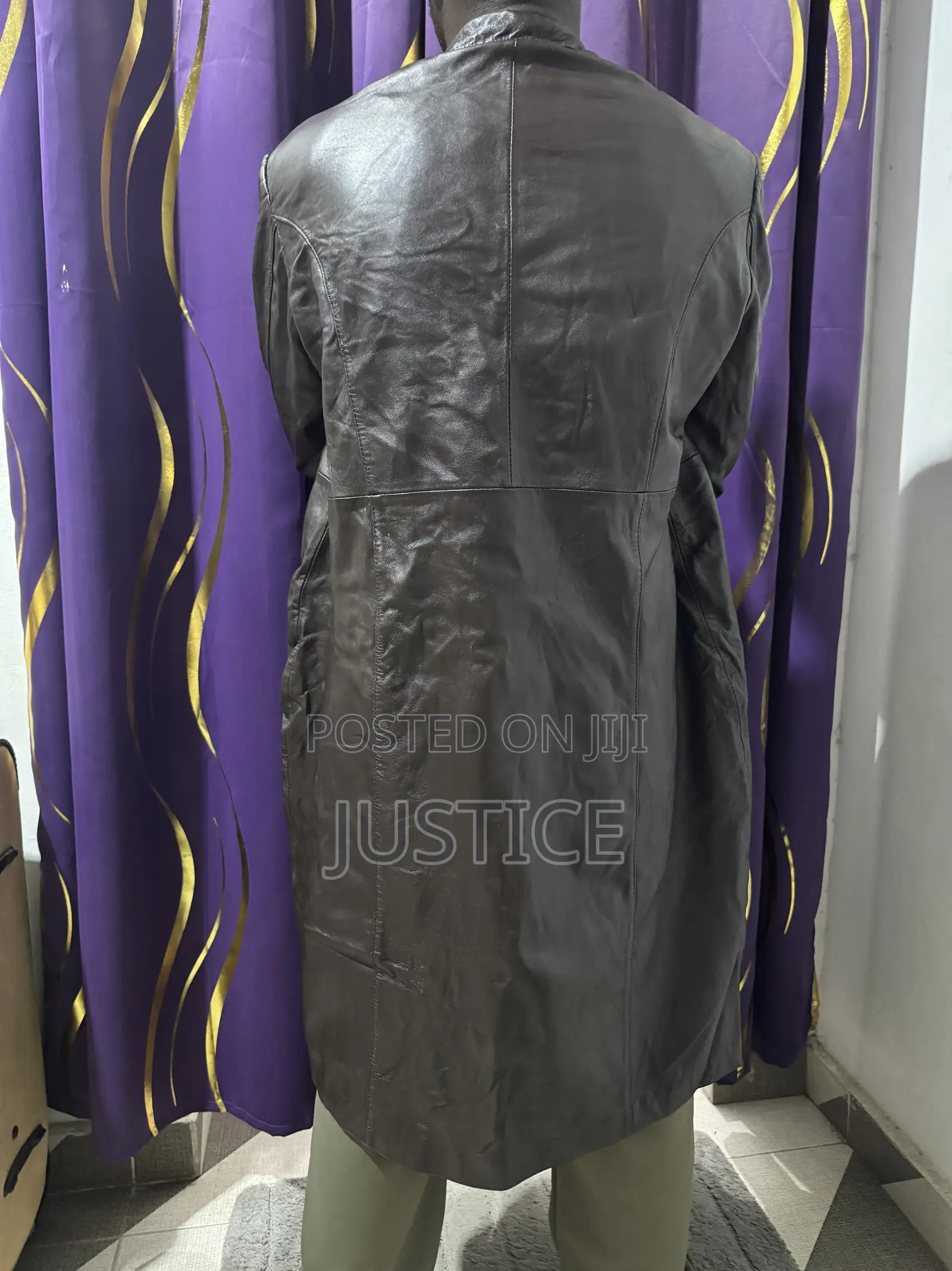 Double-Breasted Leather Trench Coat