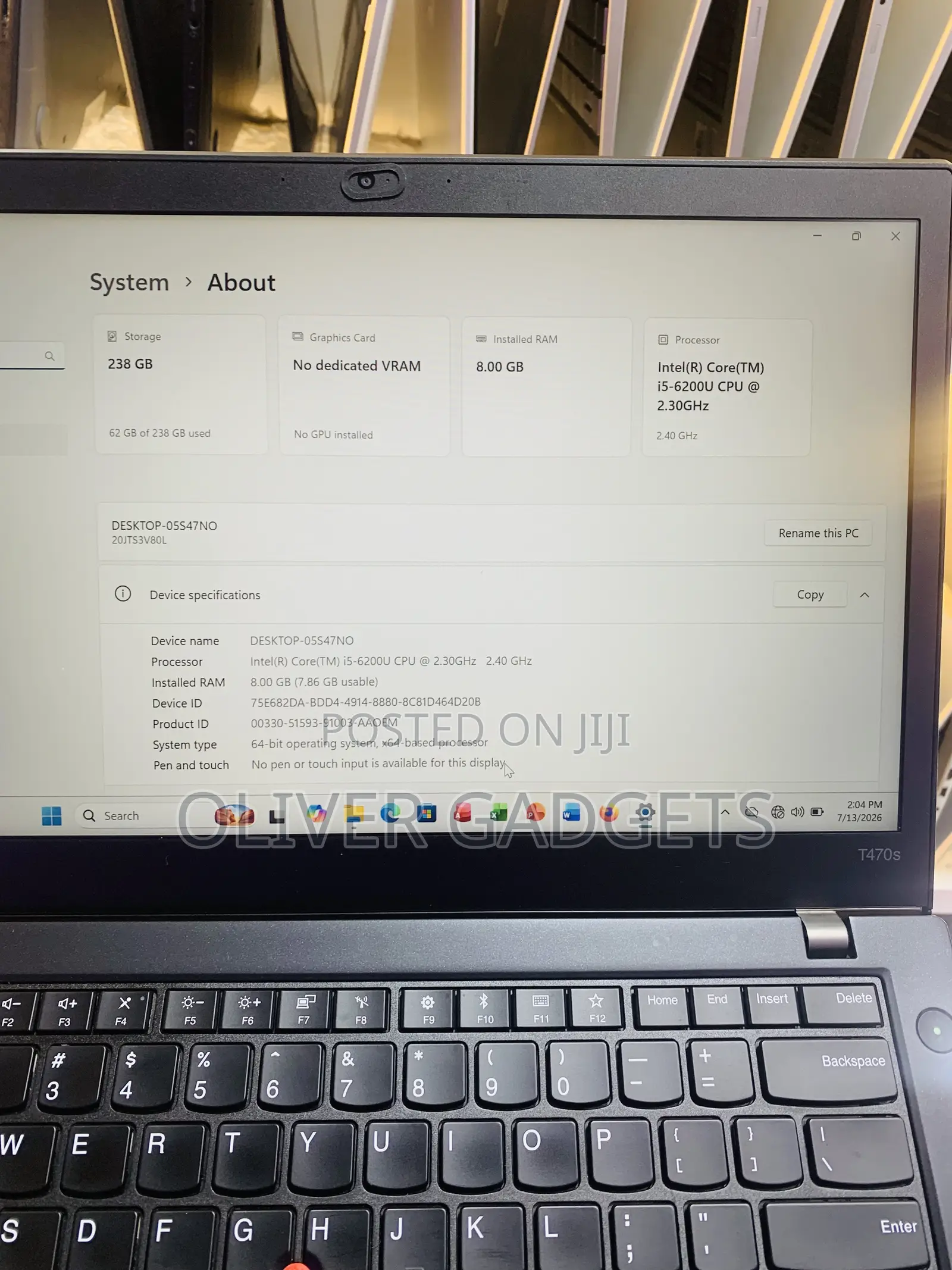 Laptop Lenovo ThinkPad T470s 8GB Intel Core i5 SSD 256GB