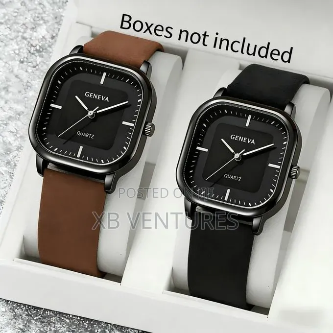 Women Men Trendy Square Minimalist Quartz Couple Watches