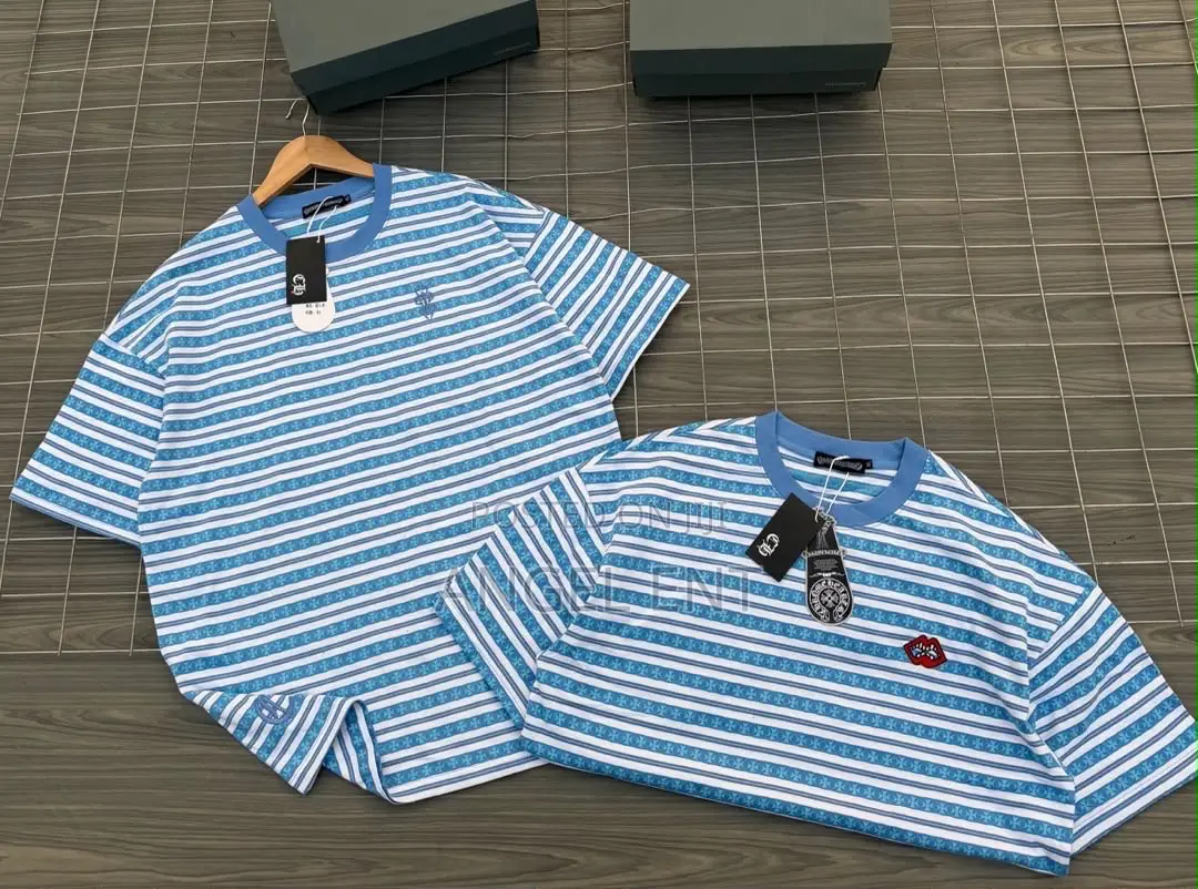 Chrome Hearts Casual Stripped Crew Neck Tees Available (Location:Adum)