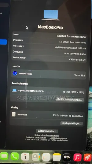 Laptop Apple MacBook Pro 2019 16GB Intel SSD 1T