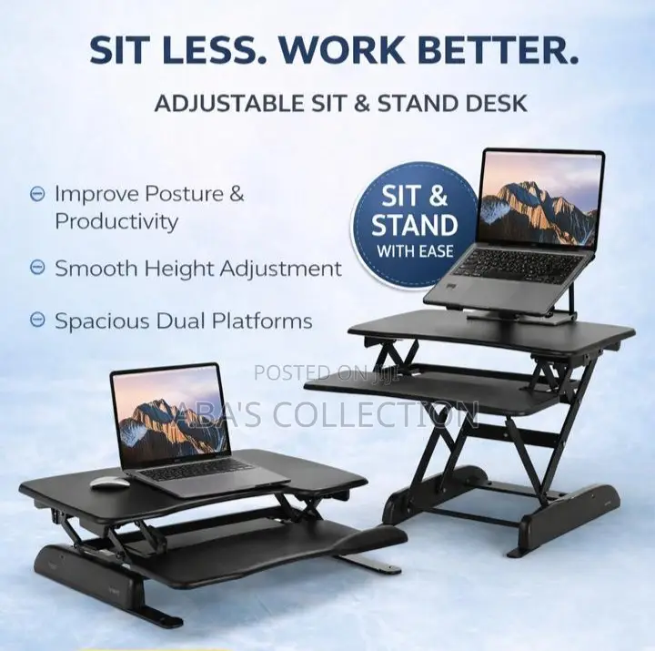Desk Converter - Height Adjustable Workstation W/ Phone iPad Holder
