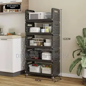 5-Tier Kitchen Storage Rack With Wheels.