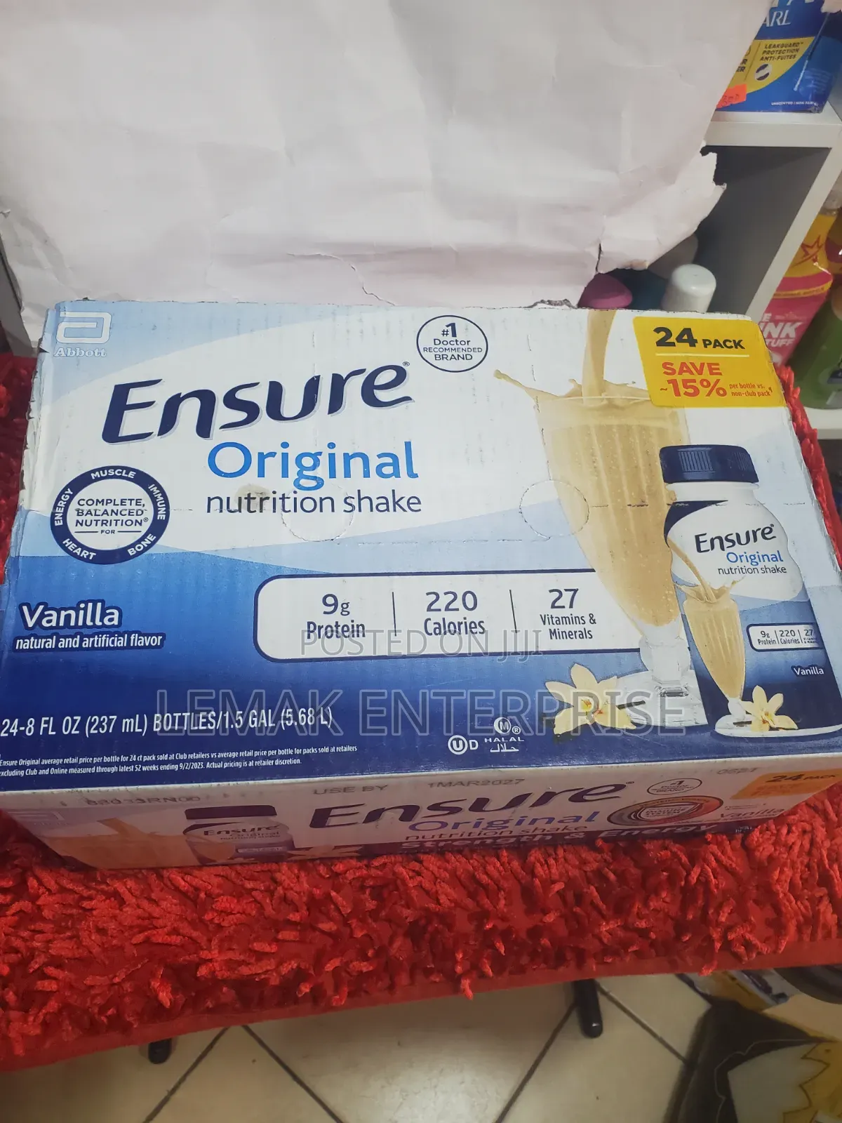 Ensure Nutrition Protein Shake Vanilla Natural Flavor.24 Pack