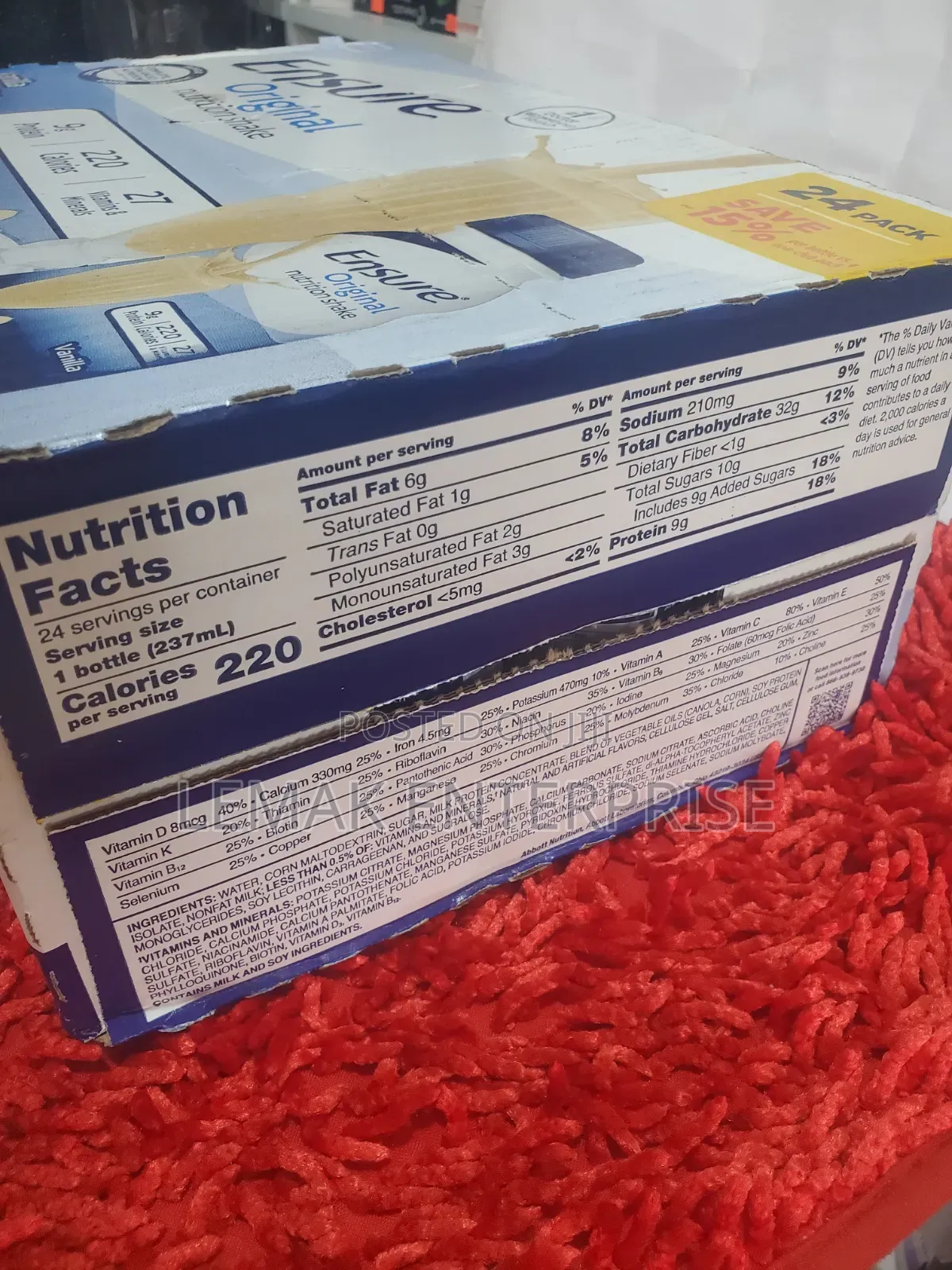 Ensure Nutrition Protein Shake Vanilla Natural Flavor.24 Pack