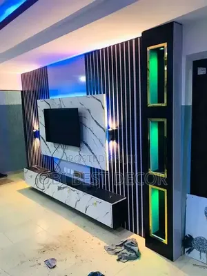 Curtains and TV Stand