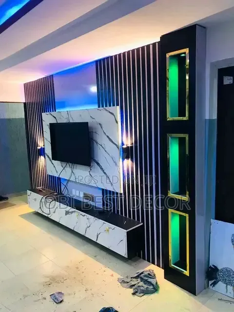 Curtains and TV Stand