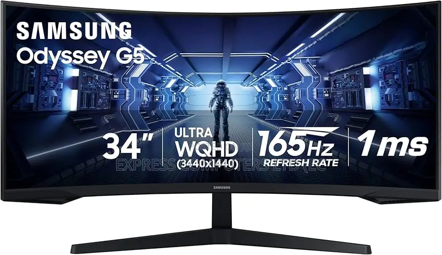Samsung 34' Odyssey G5 Ultra-Wide Curved Gaming Monitor Screen,165Hz,
