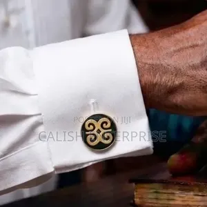 Premium Ghana-Inspired Cufflink Lapel Pin Set