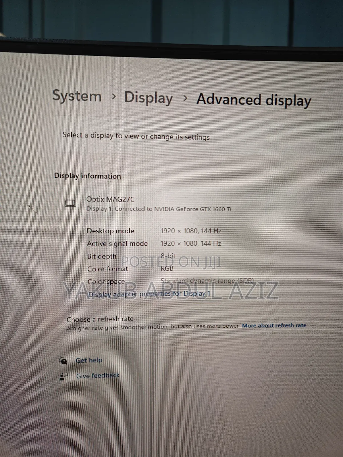 Gaming Monitor 27 Inches Curve 1080p 144hz