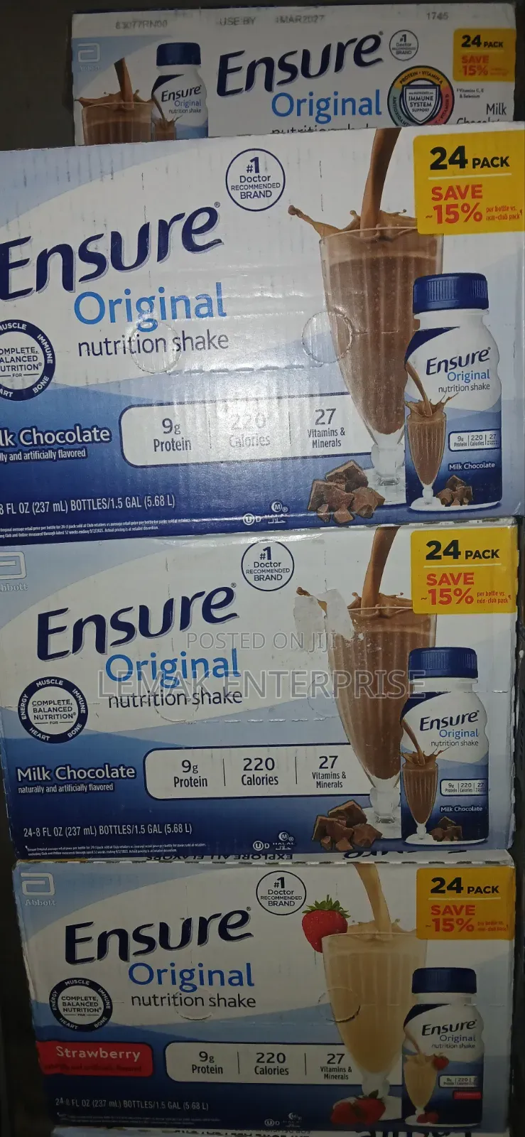 Ensure Nutrition Protein Shake Vanilla Natural Flavor.24 Pack