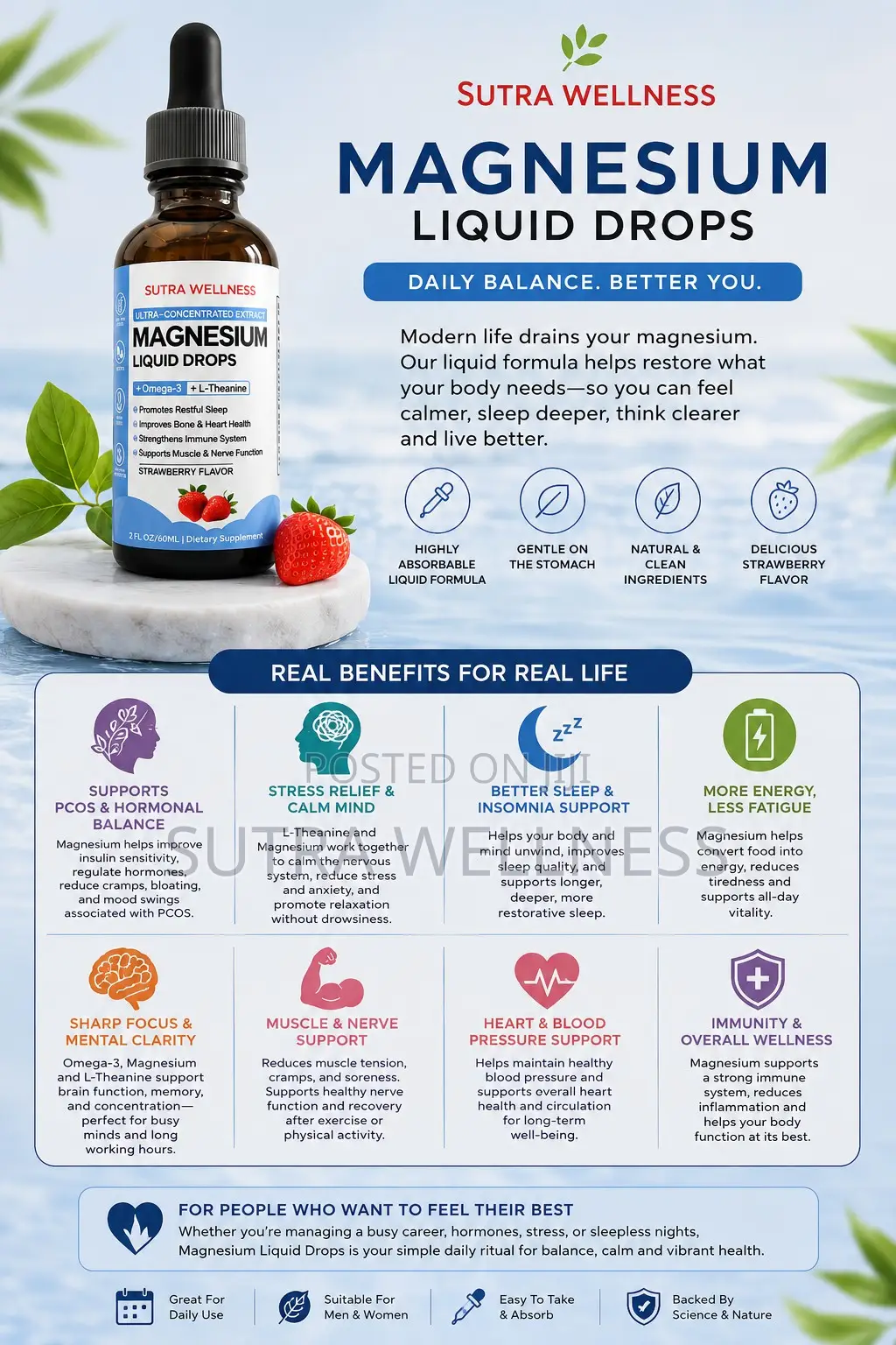 Premium Magnesium L-Theanine Drops (Calm, Focus Sleep Support)