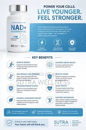 NAD+ Resveratrol (60 Capsules) – Premium Anti-Aging Cellular Energ