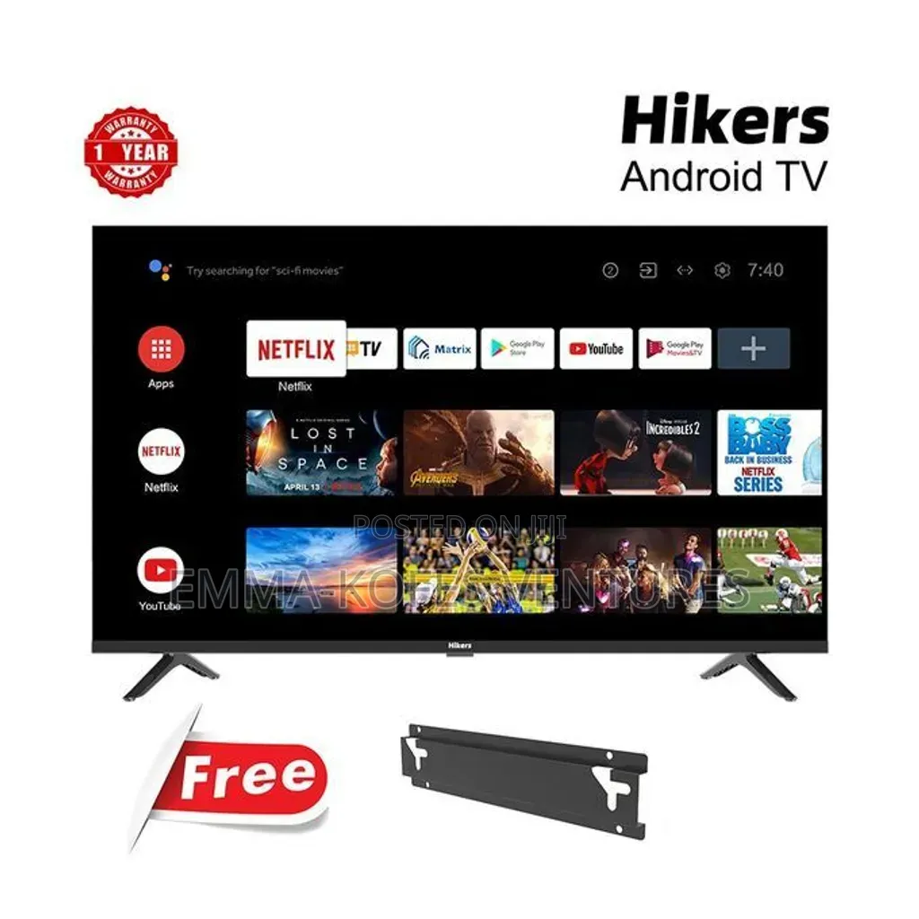 Smart TV 43'' - Frameless Android Smart FHD LED TV - HDMI - Black