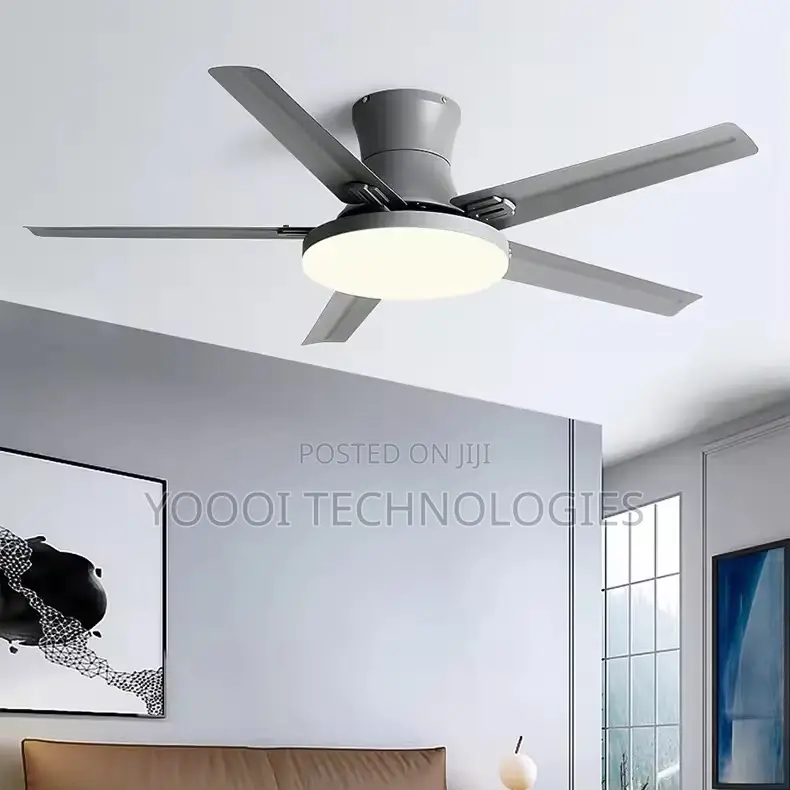 Grey 52” 5 Blade Chandelier LED Fan Light