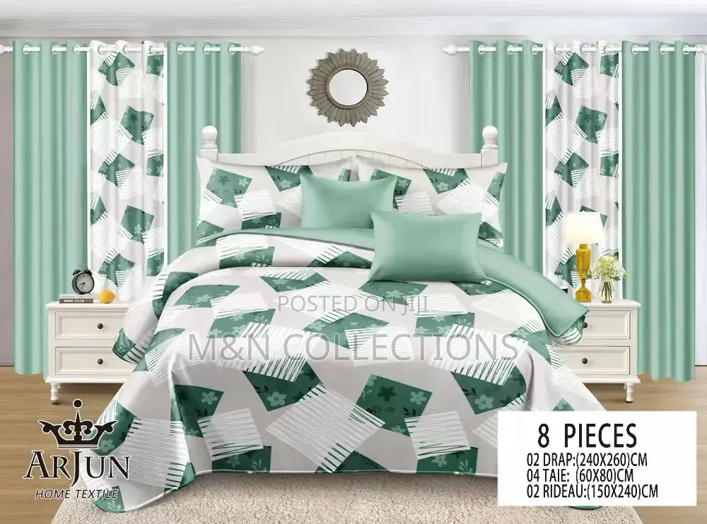 2 Bedsheets, 4 Pillowcases, 2 Curtains
