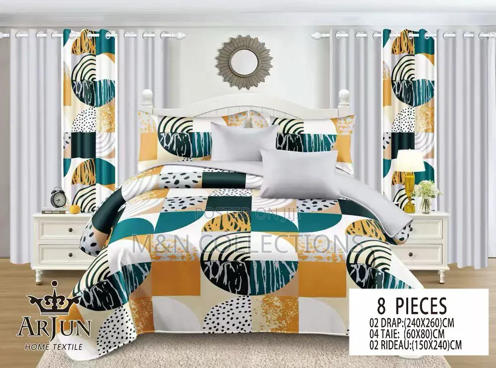 2 Bedsheets, 4 Pillowcases, 2 Curtains