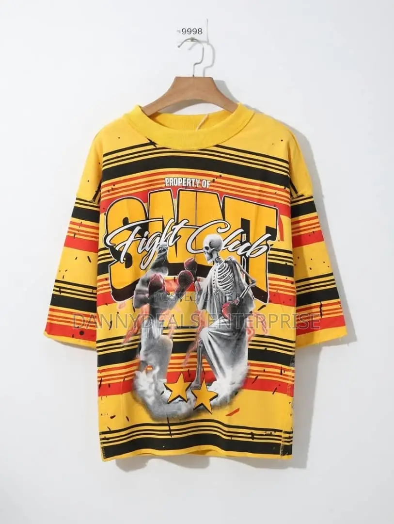 Saint Fight Club Graphic Tee – Oversized Striped