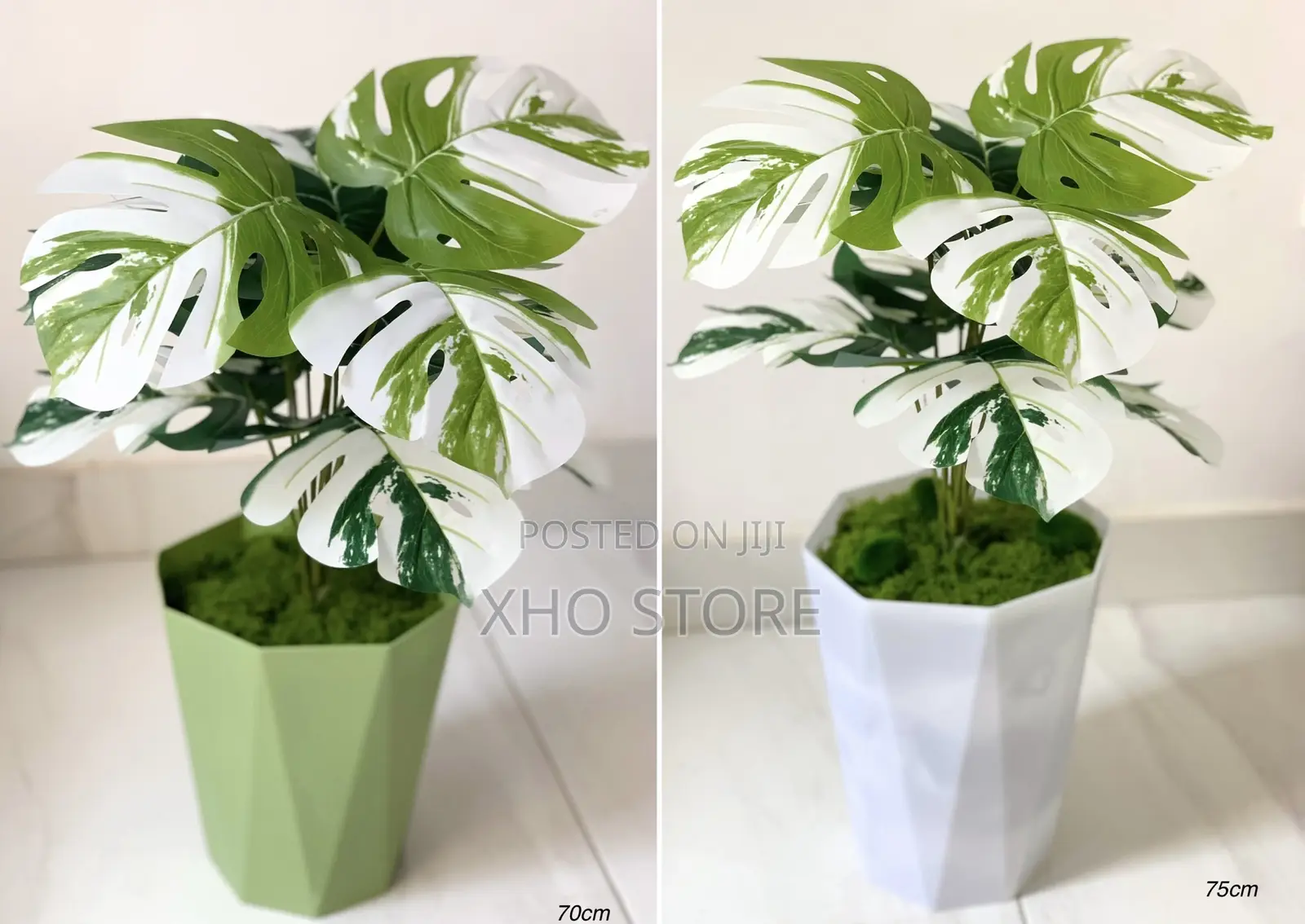 V-Shape Geometric Planter Flower Pot Artificial Monstera/Malaysian Tin
