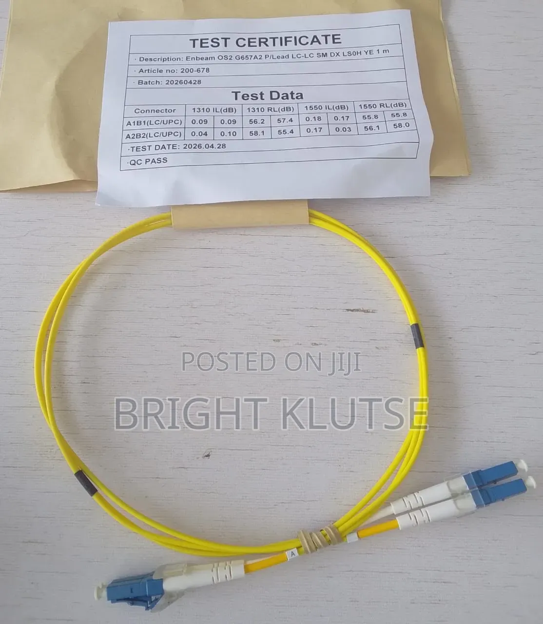 Enbeam OS2 Fibre Patch Lead Yellow