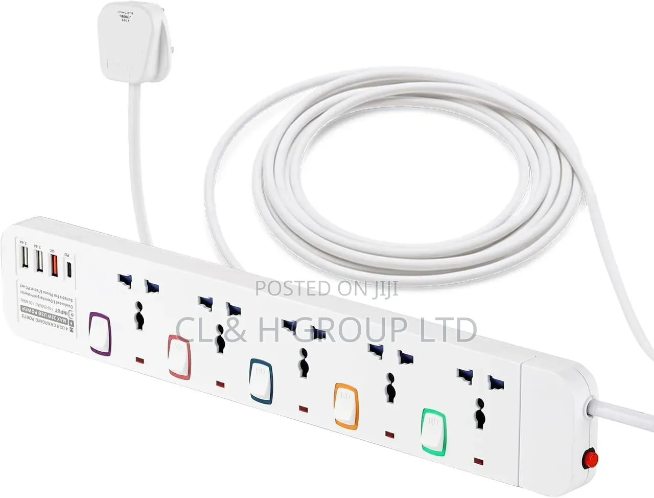5way Extension Socket 3 USB + 1type-C