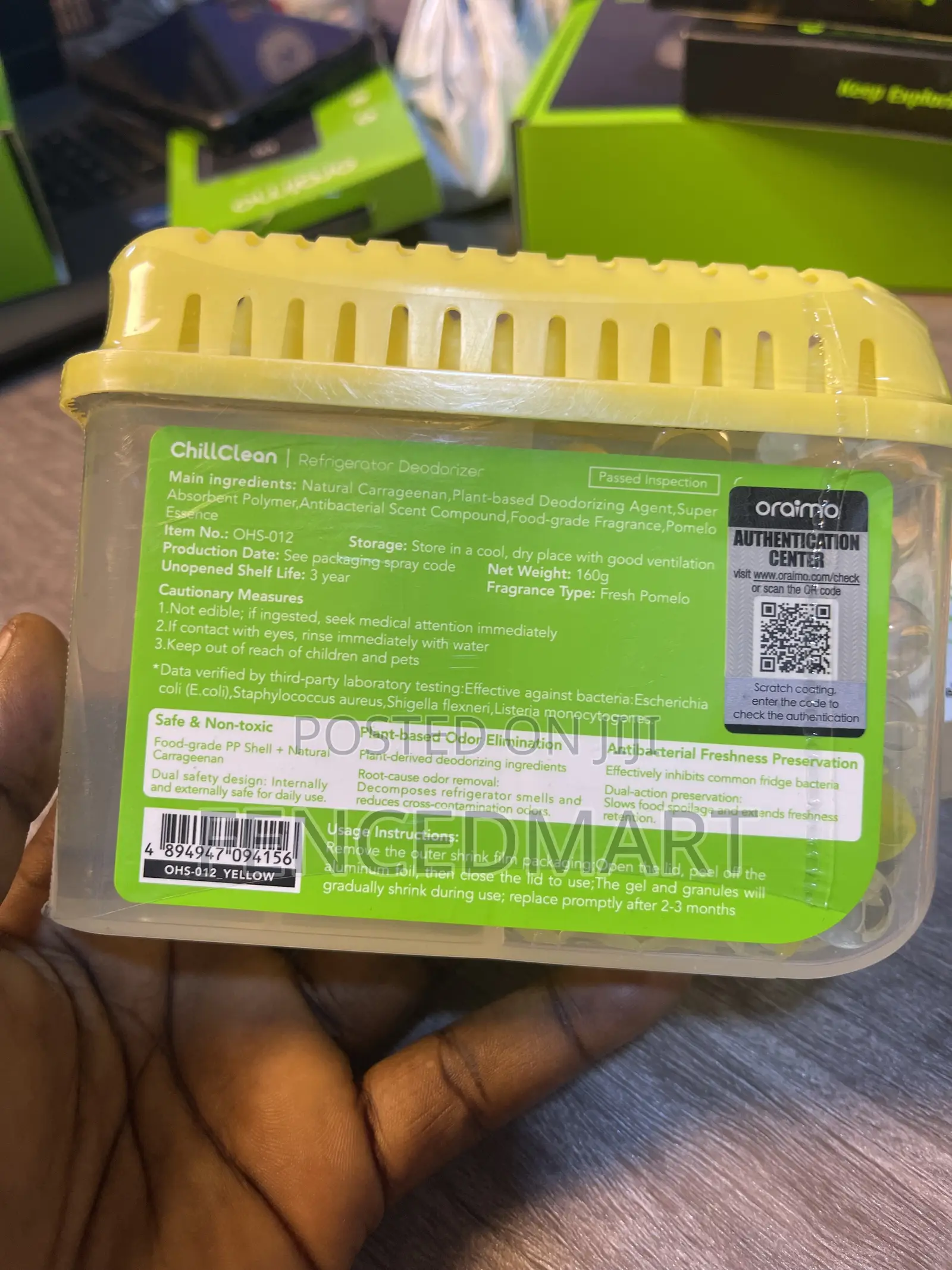 Oraimo Chill Clean Refrigerator Deodorizer – Pomelo Scent Antibacteria