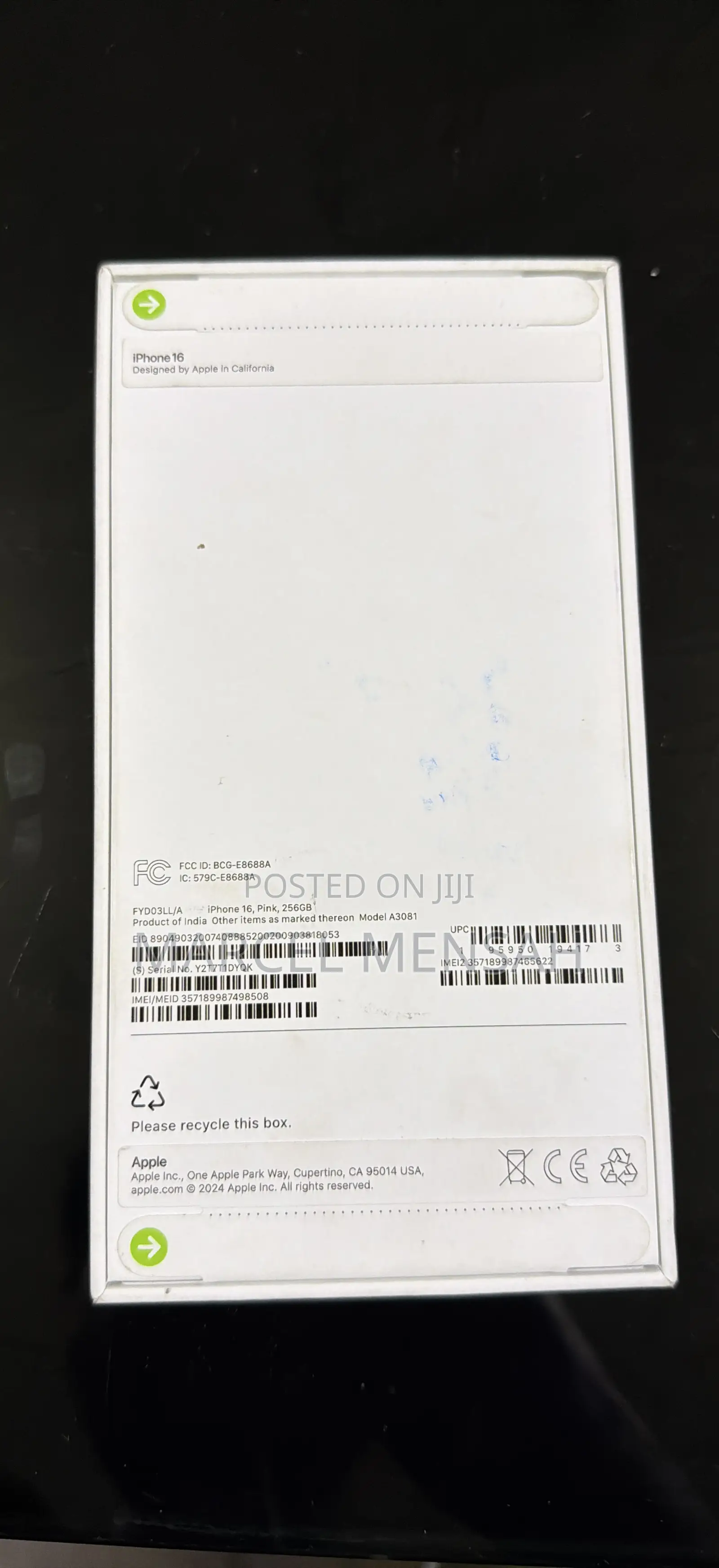 New Apple iPhone 16 256 GB Pink
