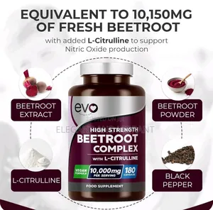 Beetroot Capsules 10000mg - High Strength Beetroot Supplement 180 Caps