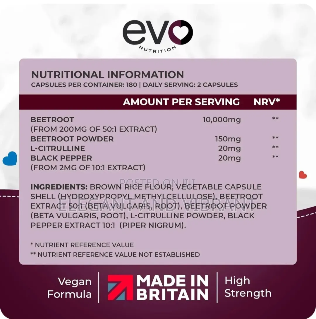 Beetroot Capsules 10000mg - High Strength Beetroot Supplement 180 Caps