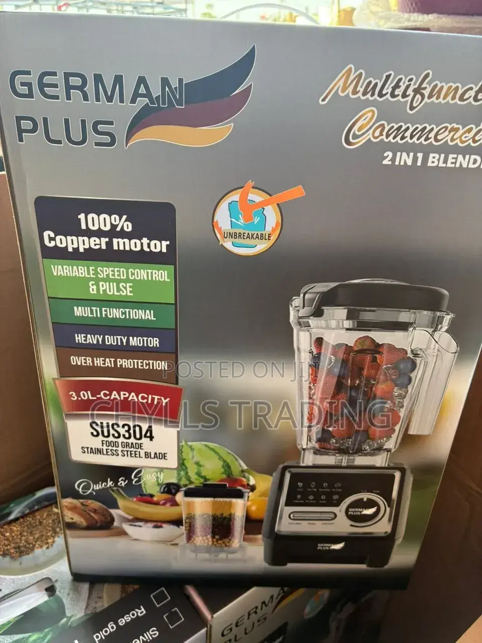 German Plus 2-in-1 Commercial Blender – 3L | Heavy-Duty | Brand New