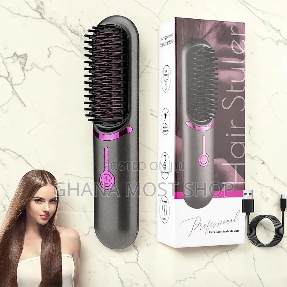 Portable Electric Hot Comb Brush Professional Hair Straightener