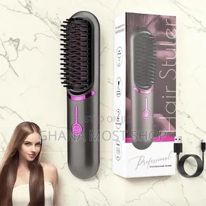 Portable Electric Hot Comb Brush Professional Hair Straightener