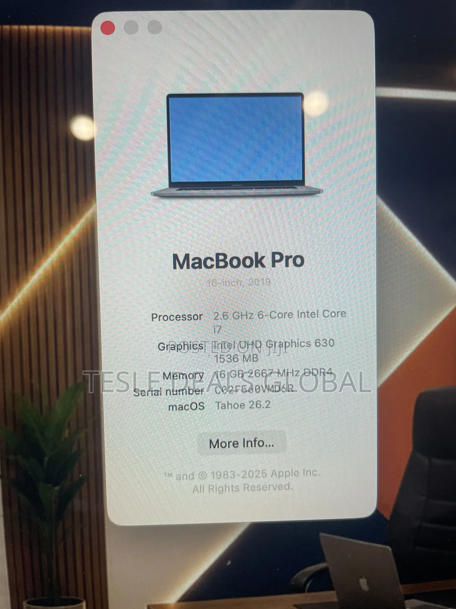 Laptop Apple MacBook Pro 2019 16GB Intel Core i7 SSD 512GB