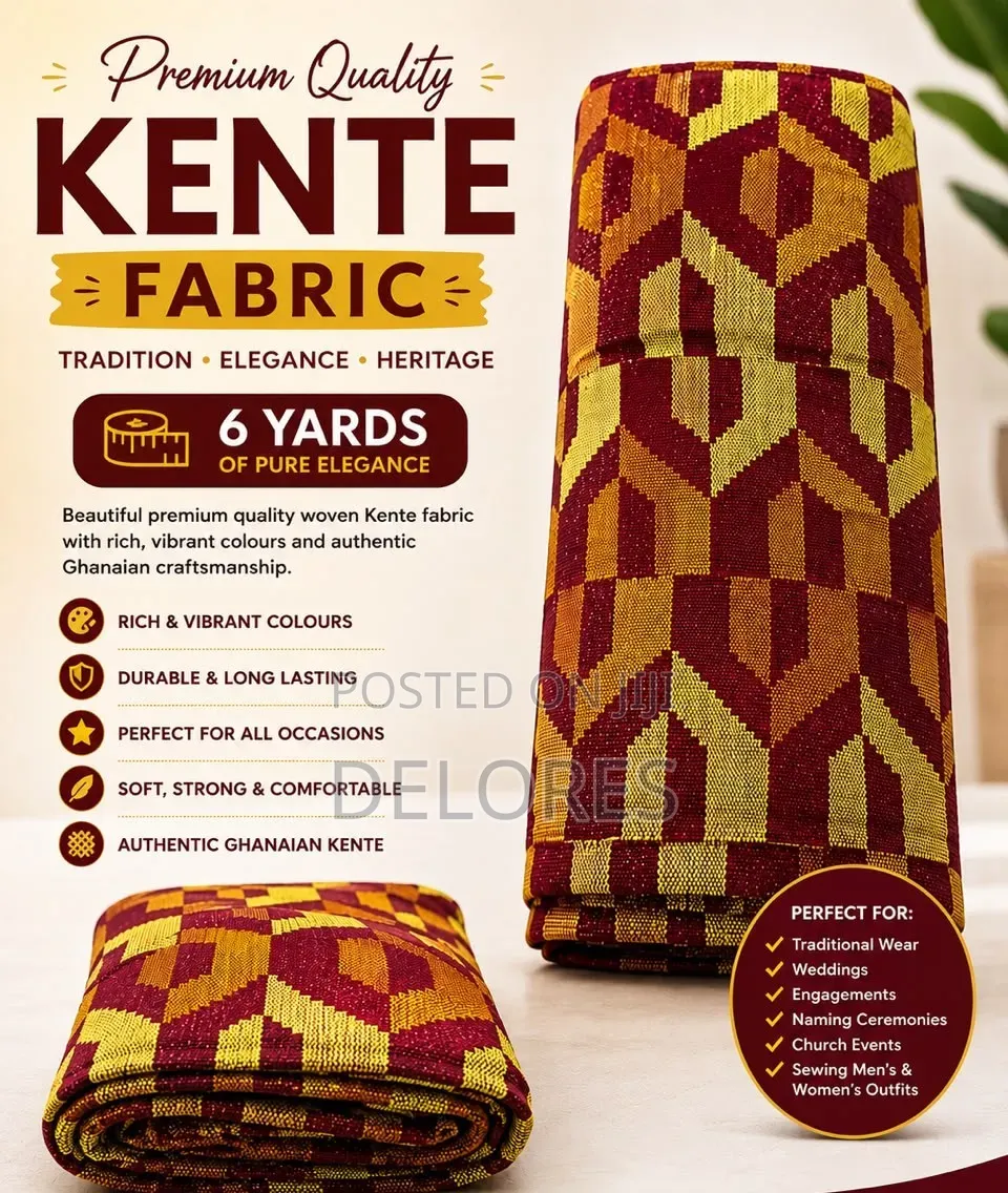 Premium Kente Fabric – High Quality Woven Cloth (6 Yards)