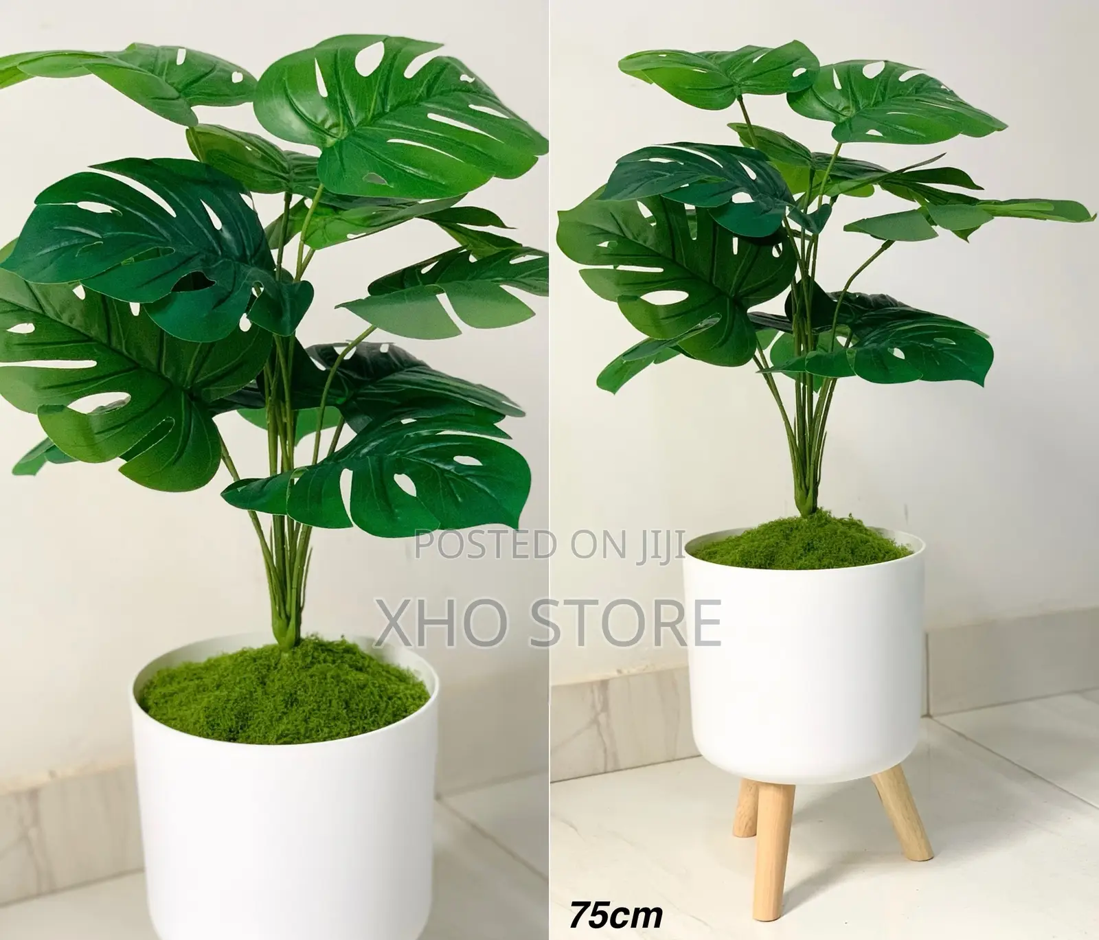 Modern Indoor Artificial Potted Plants Wooden Stands Flower Pot Vase