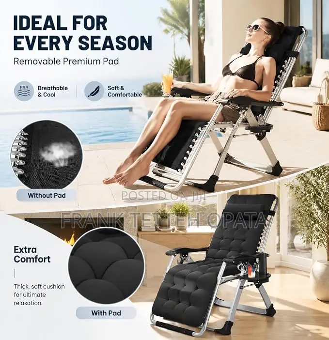 FICISOG Zero Gravity Chair, Reclining Lounge Chair With Cushion