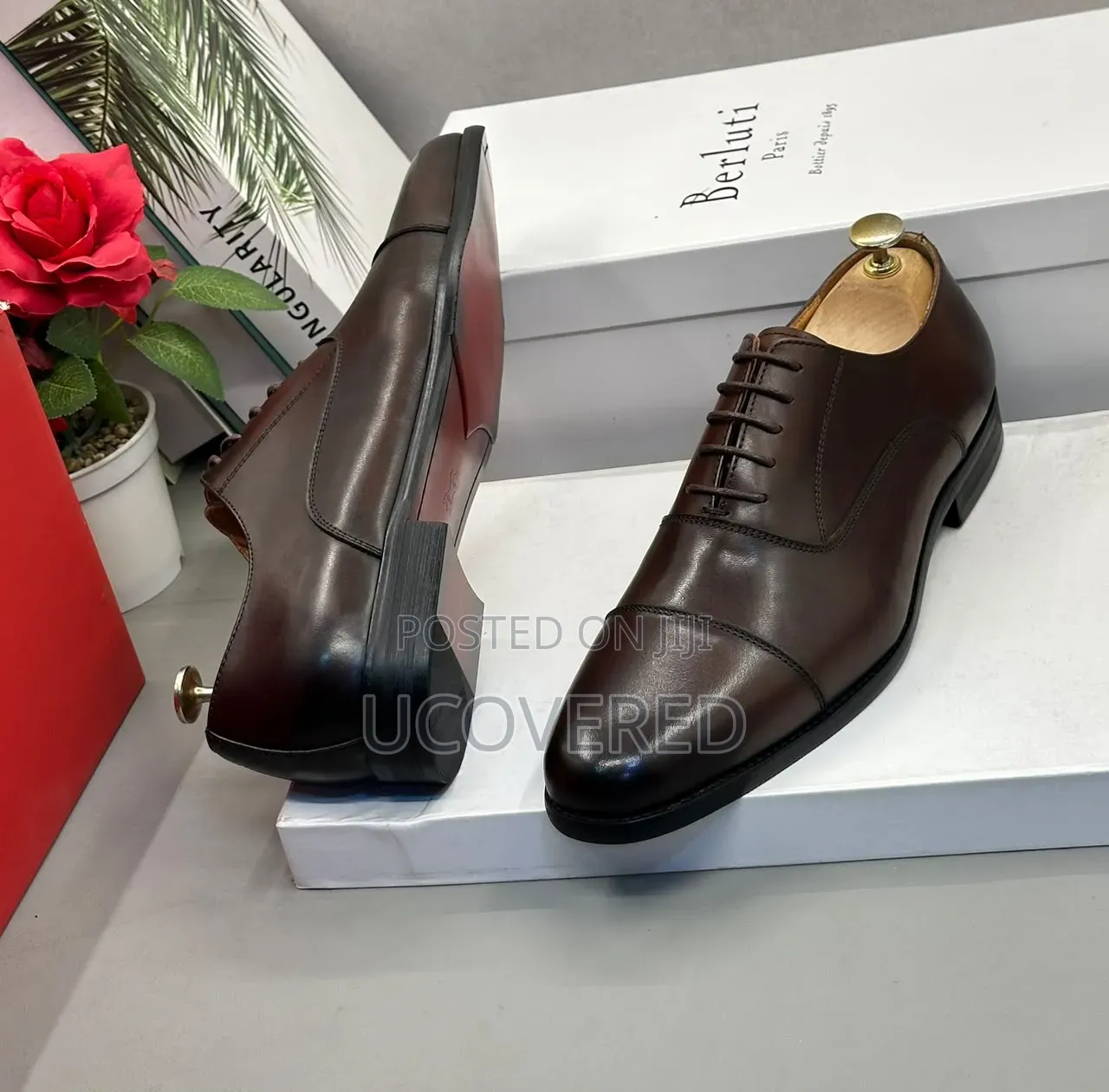 Berluti Brown Cap-Toe Oxford Shoes