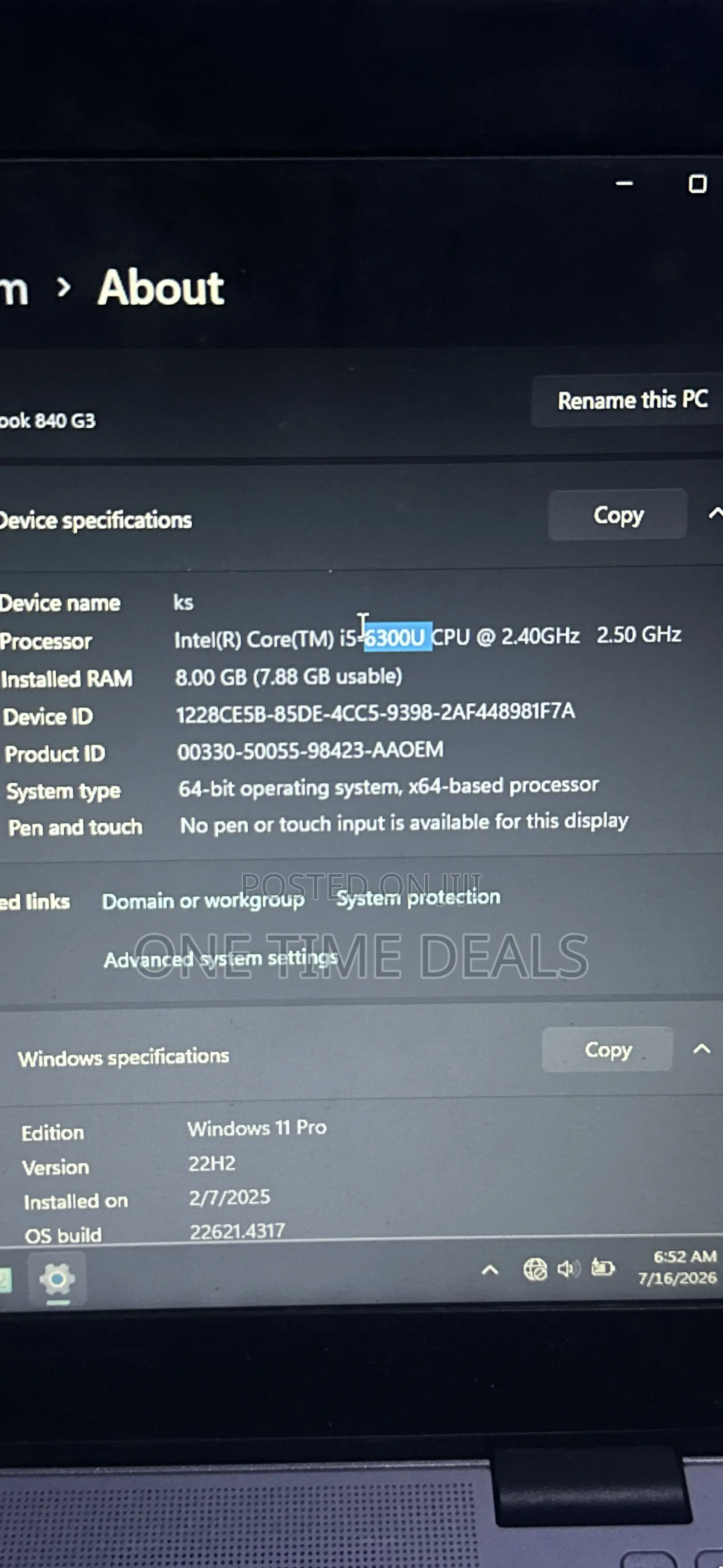 Laptop HP EliteBook 840 G3 8GB Intel Core i5 SSD 512GB