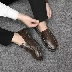 Vintage British-Style Men's Leather Business Shoes Brown