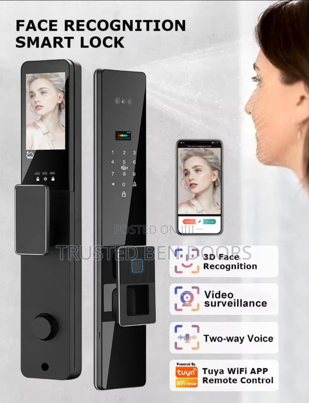 Wireless Tuya App Wifi Biometric Smart Door Lock for All Doors