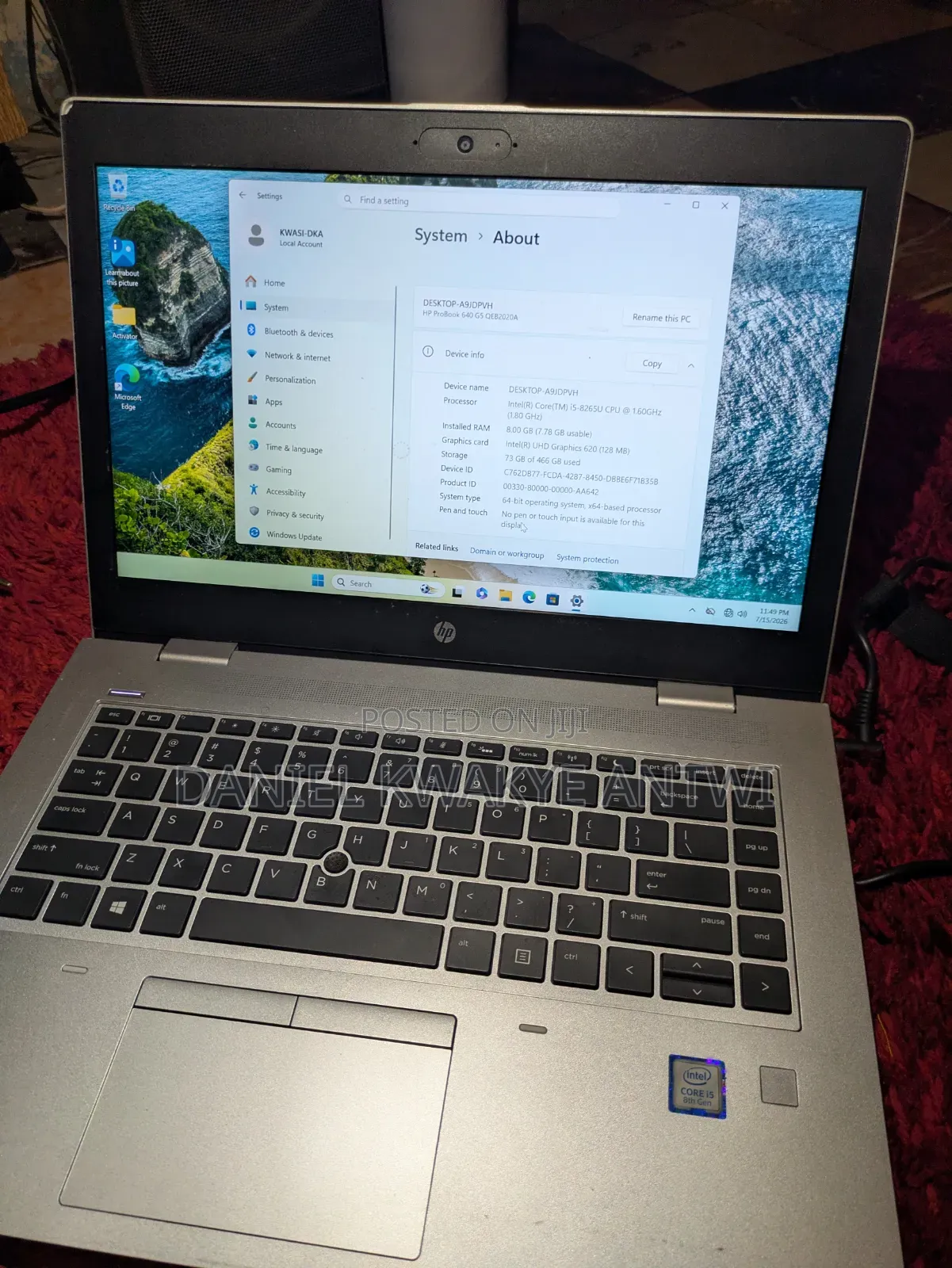 Laptop HP ProBook 640 G5 8GB Intel Core i5 SSD 256GB