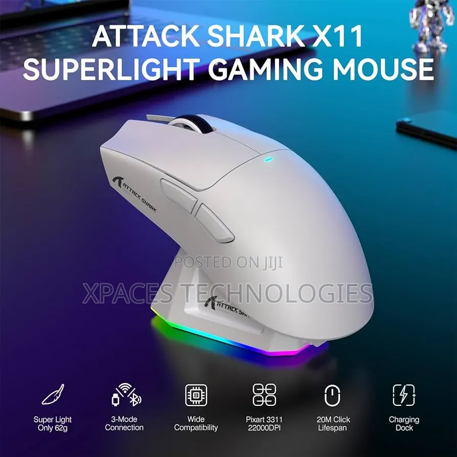 Attack Sharrk X11 Mouse Wireless 2.4g+Bt Connection With Charging Dock