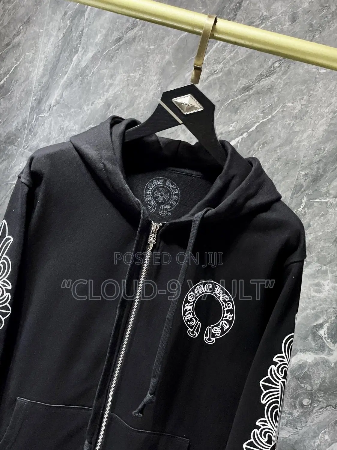 Chrome Hearts Zip Up Hoodie F**Kyou Horseshoe Floral Sleeve