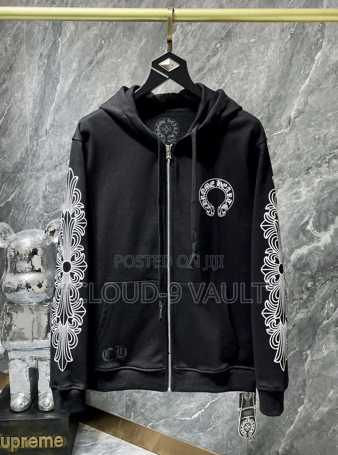 Chrome Hearts Zip Up Hoodie F**Kyou Horseshoe Floral Sleeve