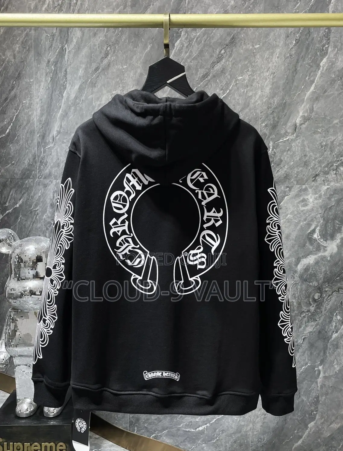 Chrome Hearts Zip Up Hoodie F**Kyou Horseshoe Floral Sleeve