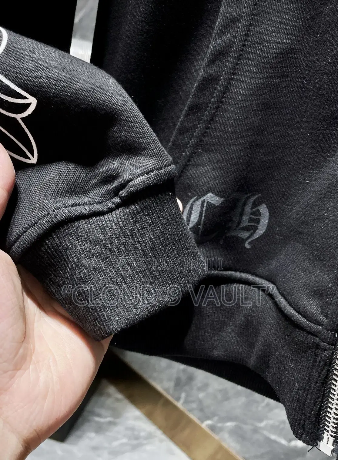 Chrome Hearts Zip Up Hoodie F**Kyou Horseshoe Floral Sleeve