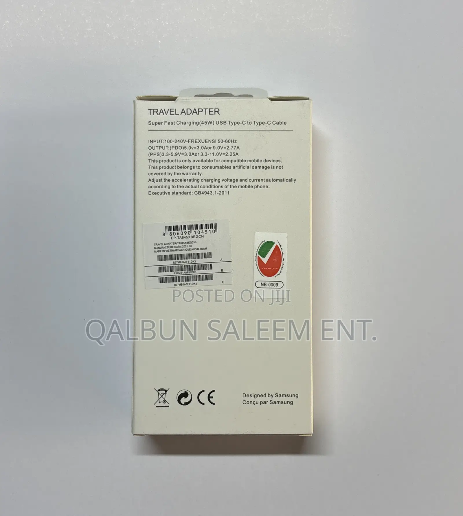 Original Samsung 45W PD Type-C to Type-C Super Fast Complete Charger