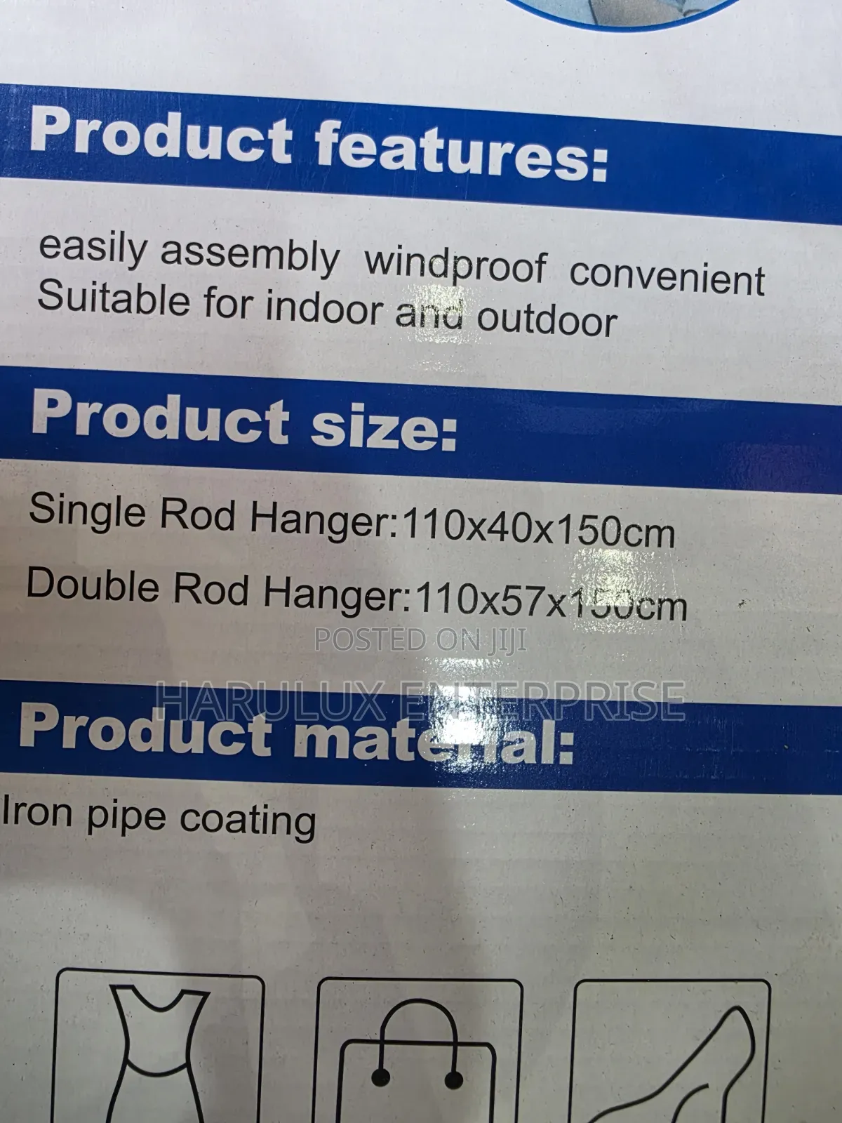Heavy Duty Double Pole Clothes Rack (48kg Capacity) - Black