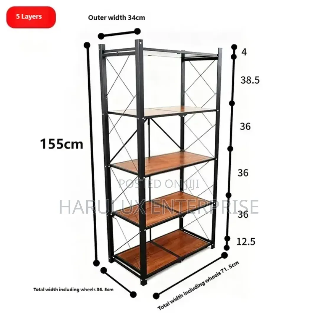 ​5-Tier Foldable Multipurpose Storage Organizer Rack With Wheels